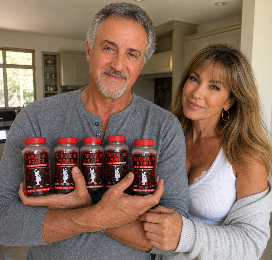 Couple holding SM1 Capsaicin Power bottles